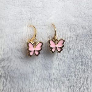 Pink Butterfly Huggie Earrings
